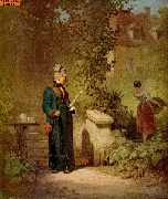 Zeitungsleser im Garten nach Spitzweg